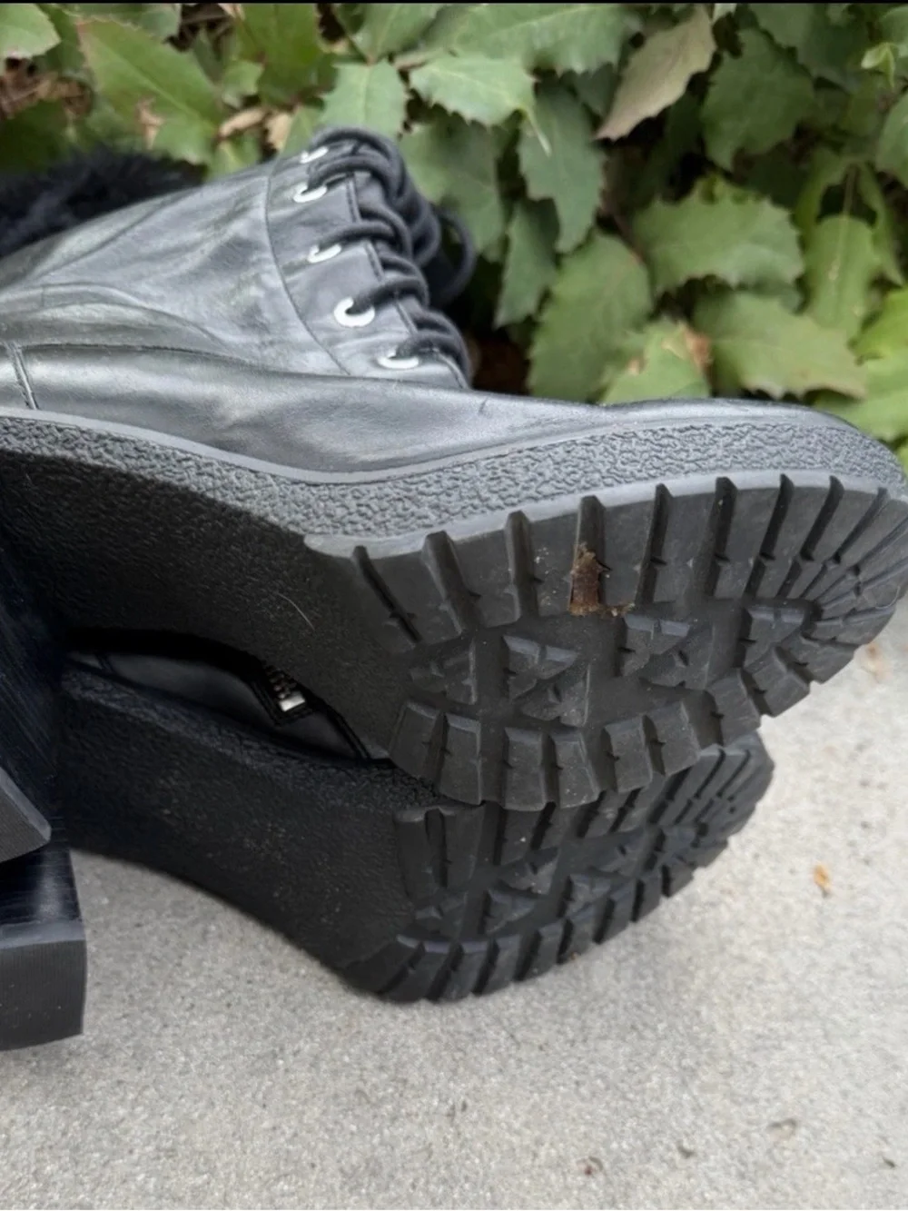 Michael Kors Black Lace-Up Fur Trim Heeled Boots 1 DAY SALE